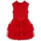 Girls Red Tulle Dress, 1, hi-res