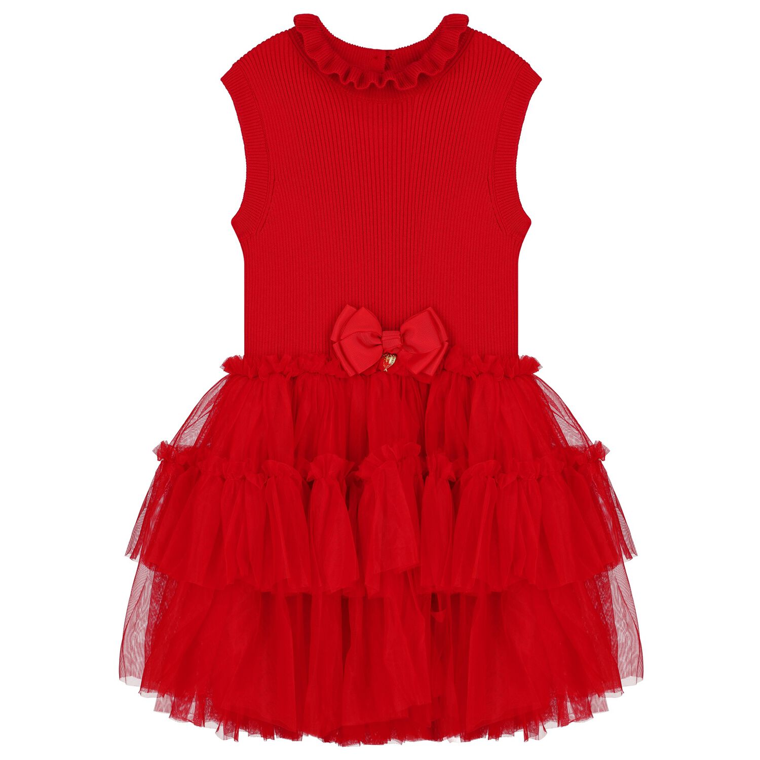 Girls Red Tulle Dress, 1, hi-res