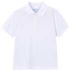 Boys White Logo Polo Shirt, 4, hi-res
