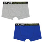 Boys Blue & Grey Logo Boxer Shorts ( 2-Pack ), 3, hi-res