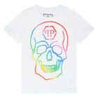 Boys White Skull Logo T-Shirt, 1, hi-res