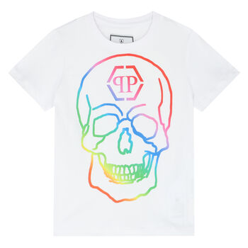 Boys White Skull Logo T-Shirt