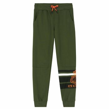 Boys Green Logo Joggers