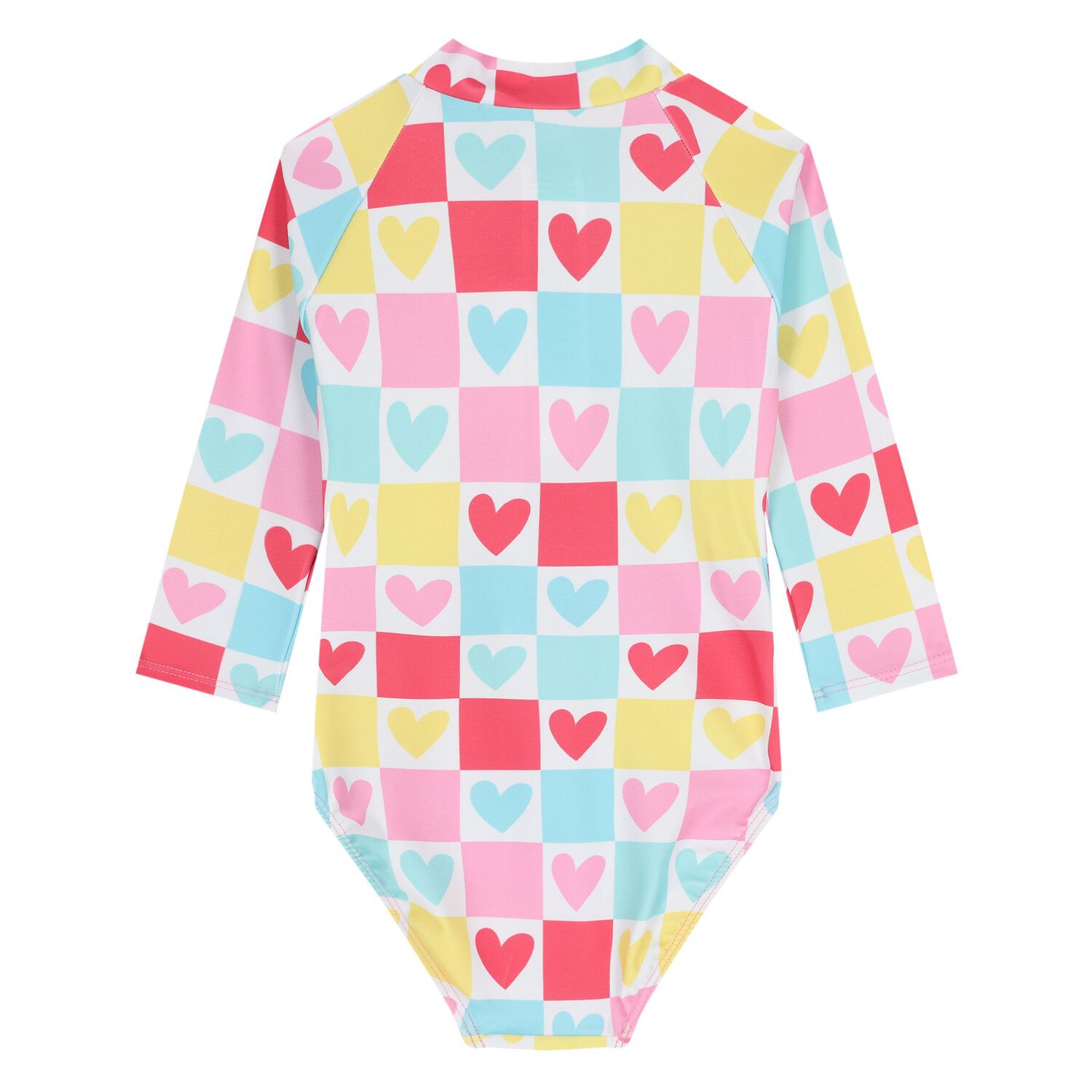 Younger Girls Multi-Coloured Heart Swimsuit, 1, hi-res
