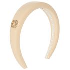 Girls Beige Logo Padded Headband, 2, hi-res