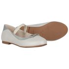Girls Silver Diamante Bow Shoes, 3, hi-res