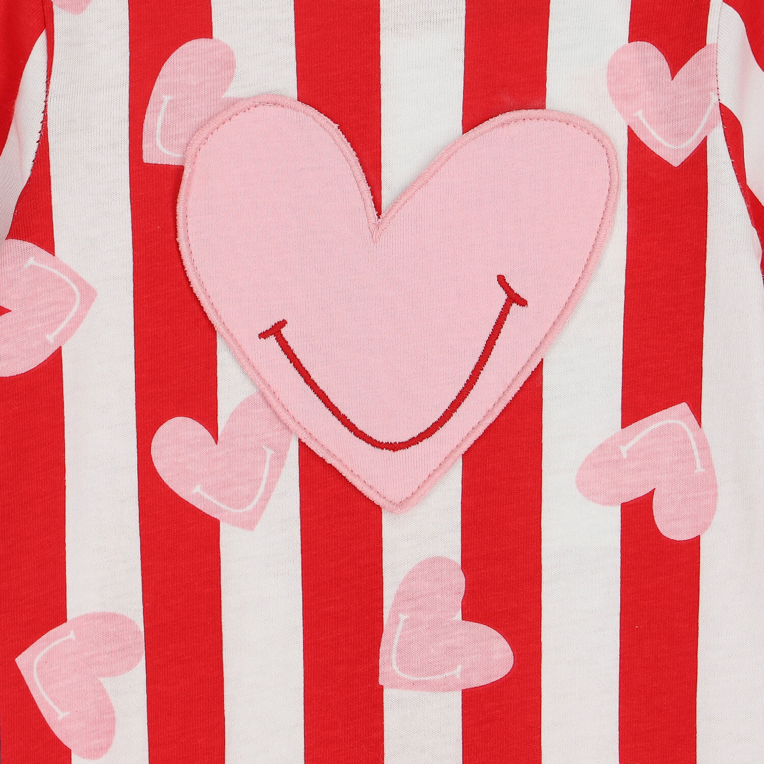 Baby Girls White & Red Striped Babygrow, 1, hi-res