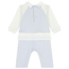 Blue & White Logo Baby Romper, 1, hi-res