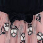 فستان مخملي باللون الكحلي والزهري, 1, hi-res