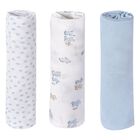 Baby Boys White & Blue Muslin Swaddles (3-Pack), 2, hi-res