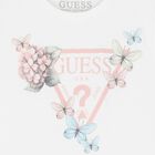 Girls White Cotton Butterfly Logo Dress, 2, hi-res