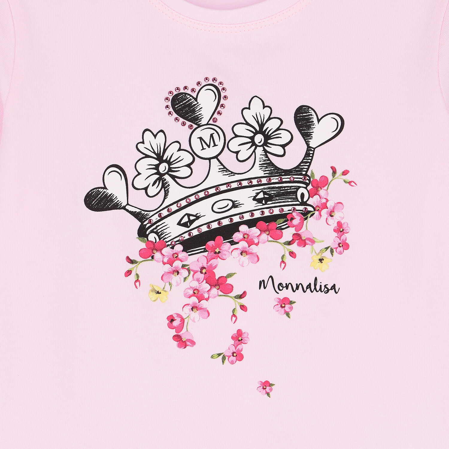Girls Pink Crown Print T-Shirt, 1, hi-res
