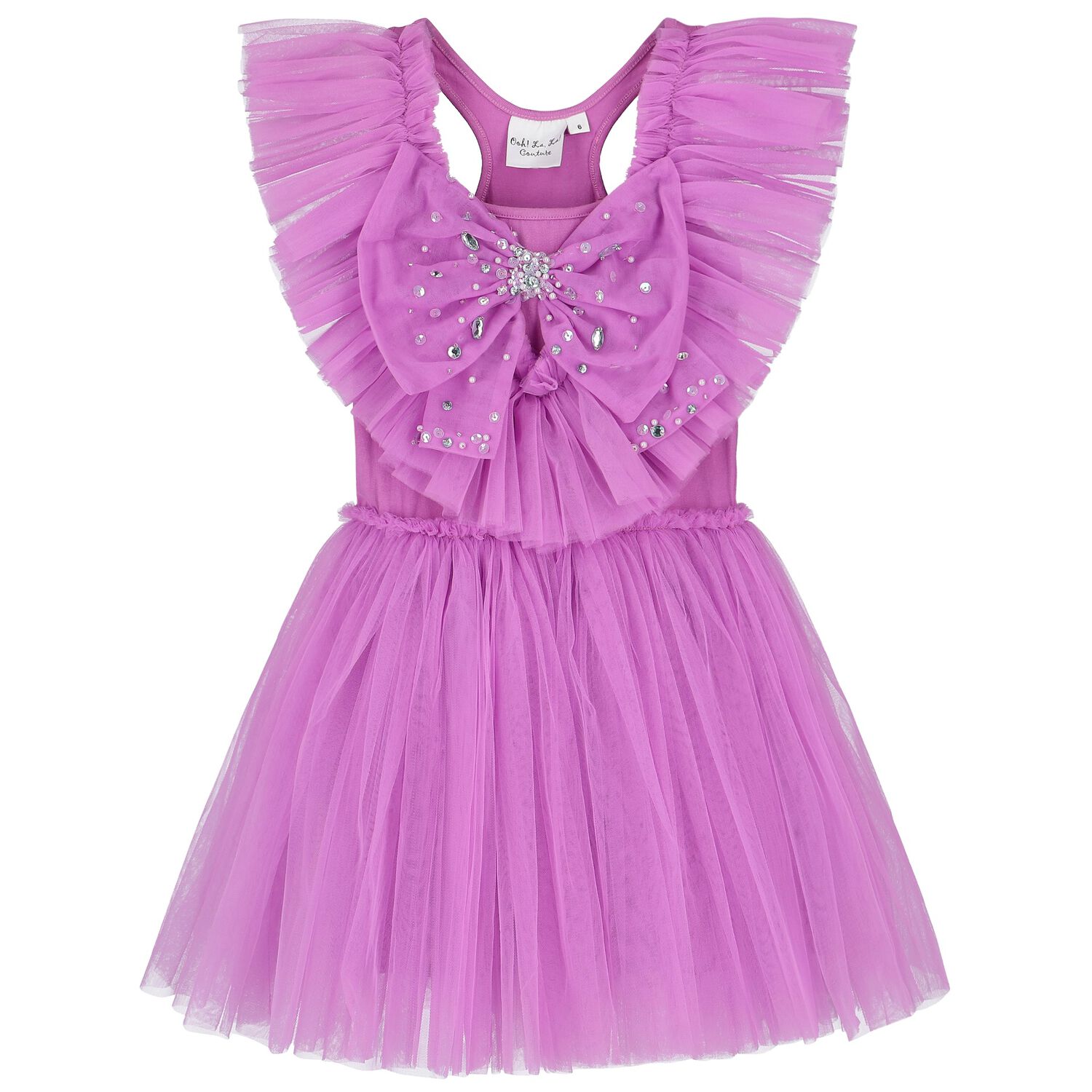 Girls Violet Embellished Tulle Dress, 1, hi-res image number null