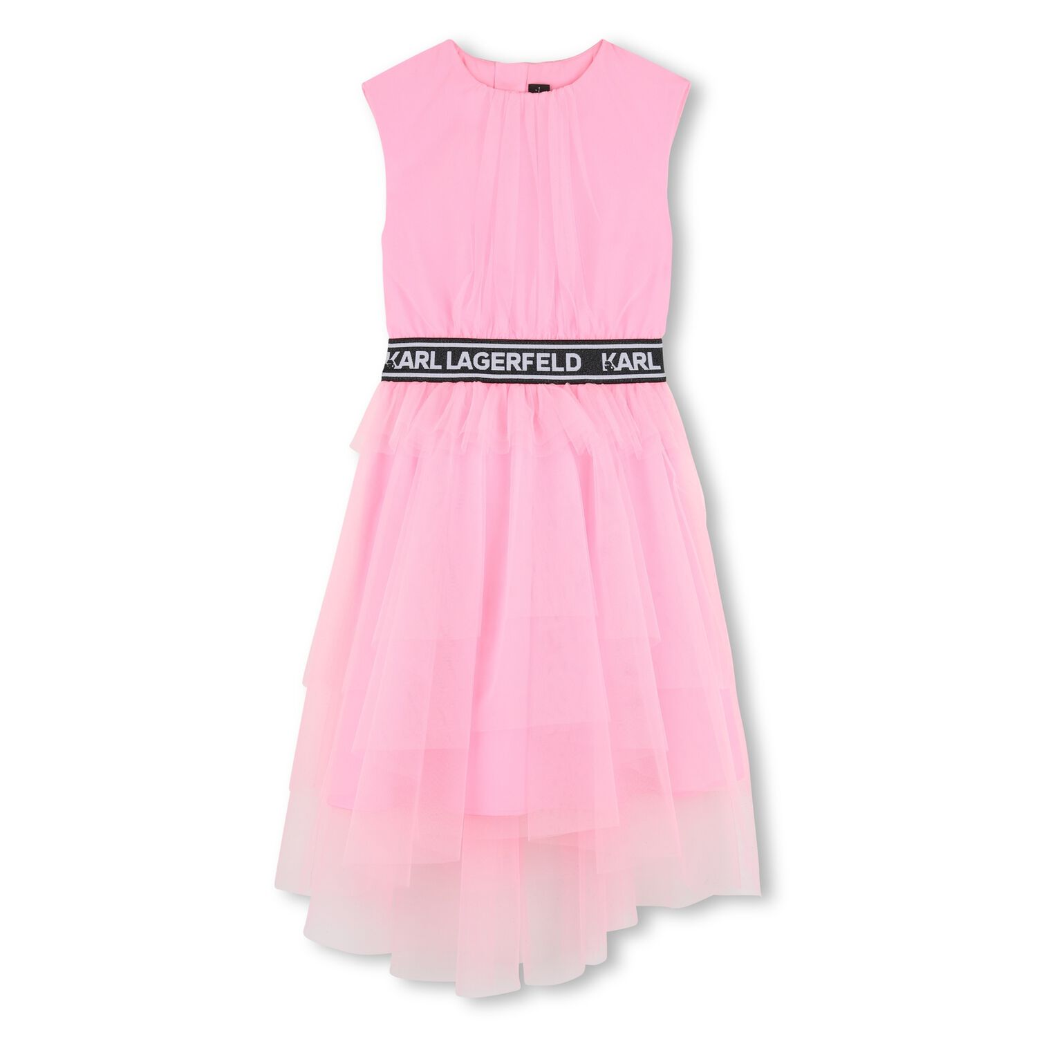Girls Pink Logo Tulle Dress, 1, hi-res