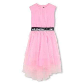 Girls Pink Logo Tulle Dress