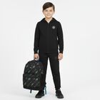 Boys Black Logo Hooded Zip Up Top, 1, hi-res