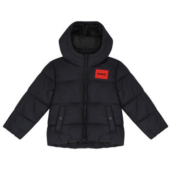 Boys Black Logo Puffer Jacket