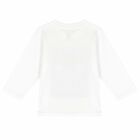Younger Boys White & Blue Logo Long Sleeve Top, 1, hi-res