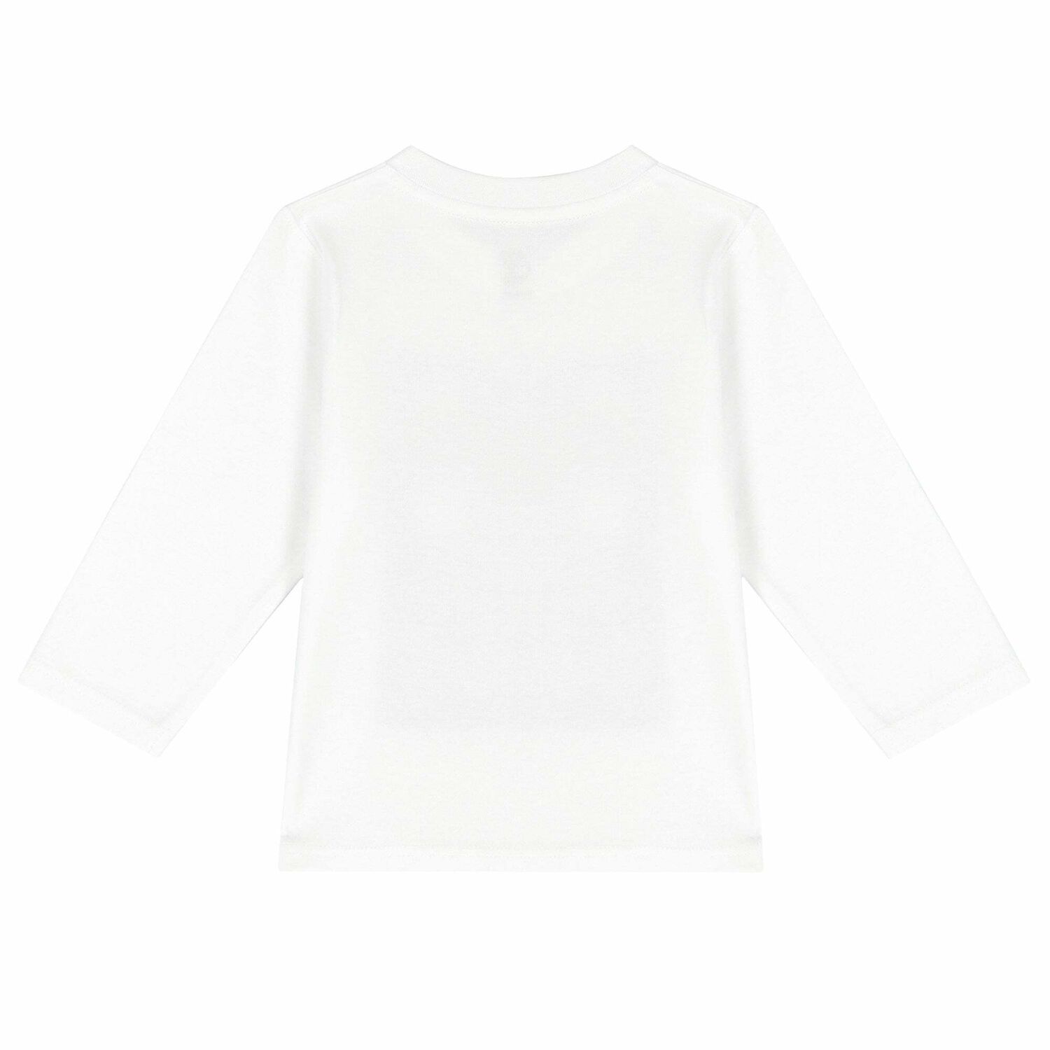 Younger Boys White & Blue Logo Long Sleeve Top, 1, hi-res