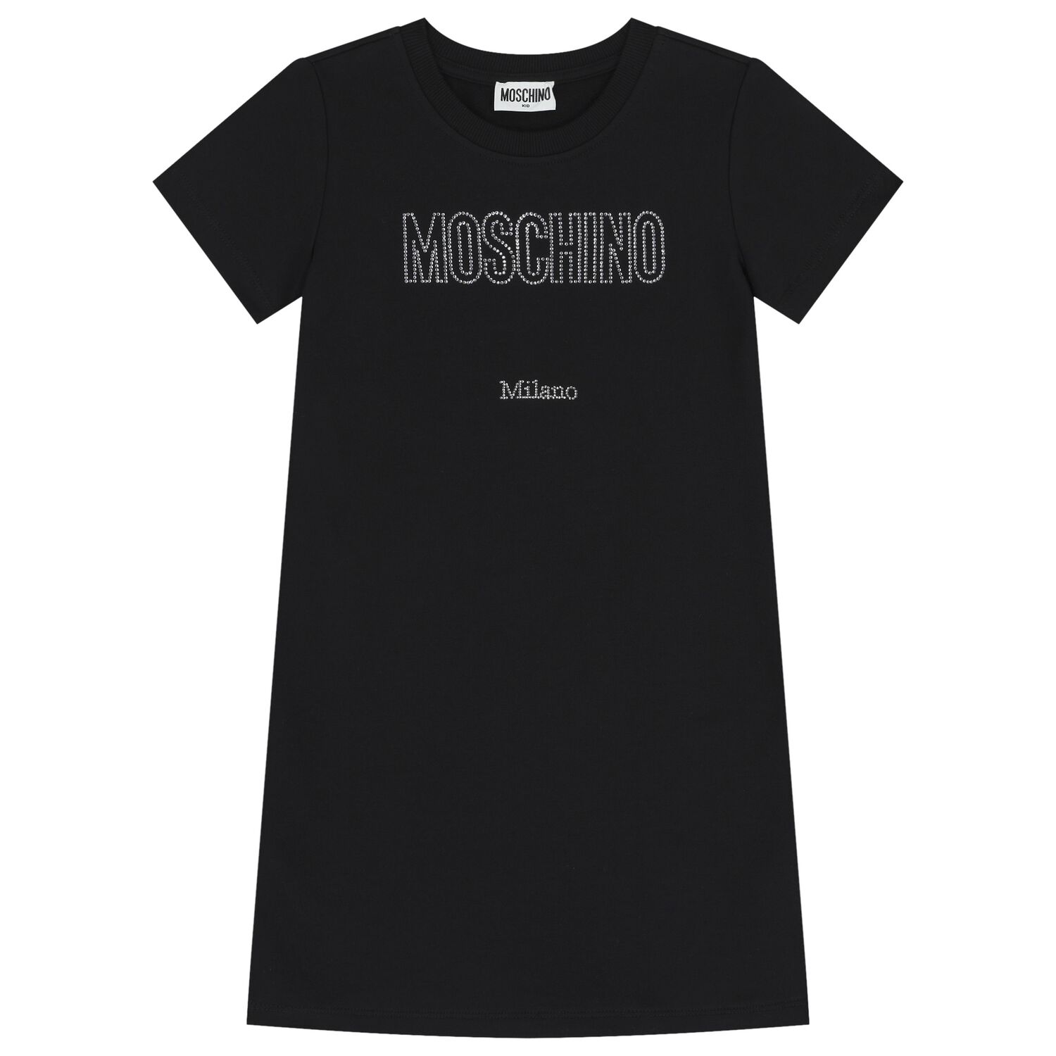 فستان للبنات بالشعار  باللون الاسود, 2, hi-res