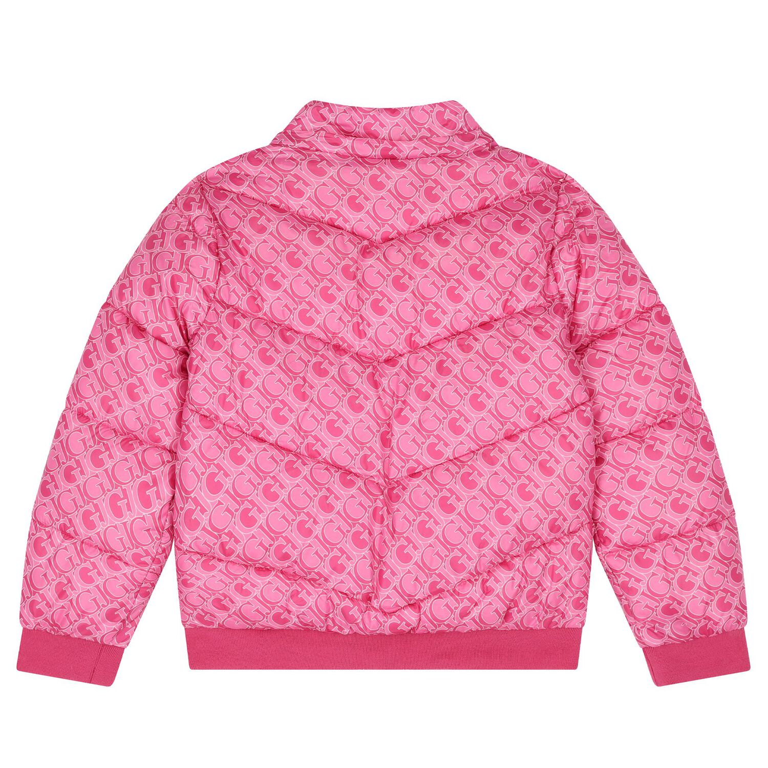 Girls Pink Logo Padded Puffer Jacket, 1, hi-res