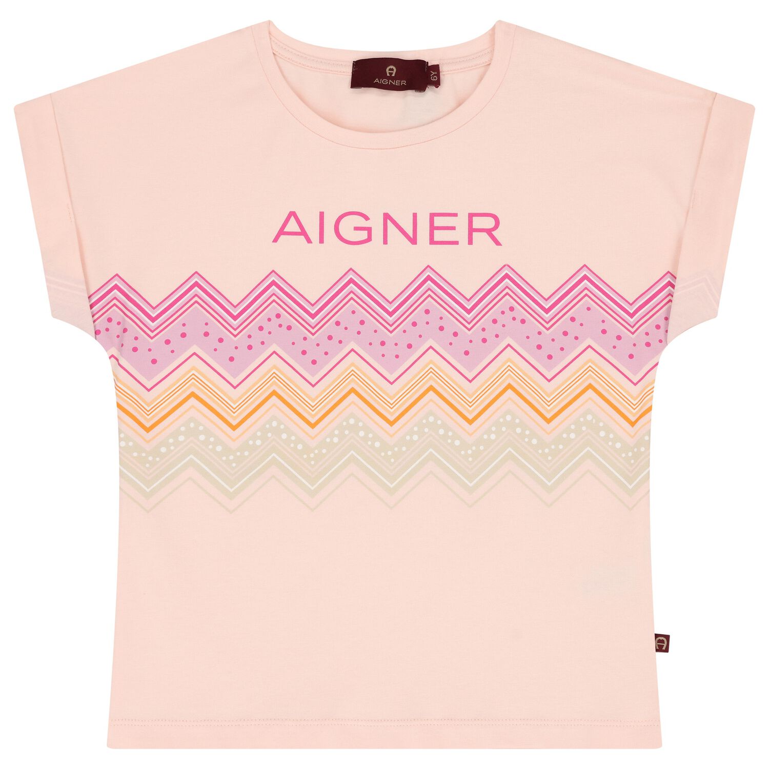Girls Pink Zigzag Logo T-Shirt, 2, hi-res image number null