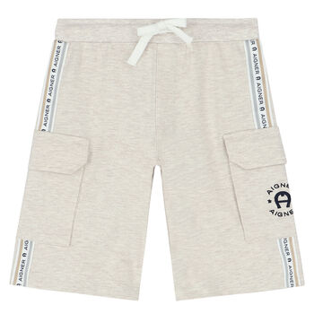 Boys Beige Logo Shorts