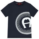 Boys Navy Blue Logo T-Shirt, 3, hi-res