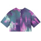 تيشيرت بنات بالشعار باللون الأرجوانى والأزرق, 1, hi-res