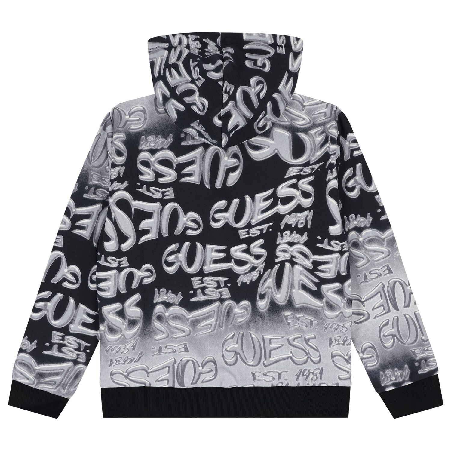 Boys Black & Grey Logo Hooded Top, 1, hi-res