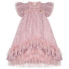 Girls Pink Lace Sequin Christina Dress, 2, hi-res