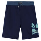 Boys Navy Logo Shorts, 1, hi-res