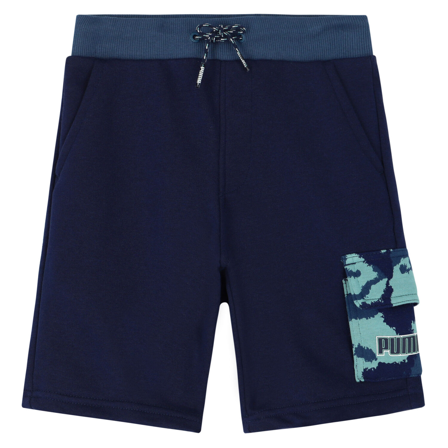 Boys Navy Logo Shorts, 1, hi-res