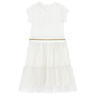 Girls White Logo Dress, 1, hi-res