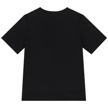 Boys Black Logo Cotton T-Shirt