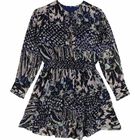 Girls Navy Blue Printed Dress, 1, hi-res