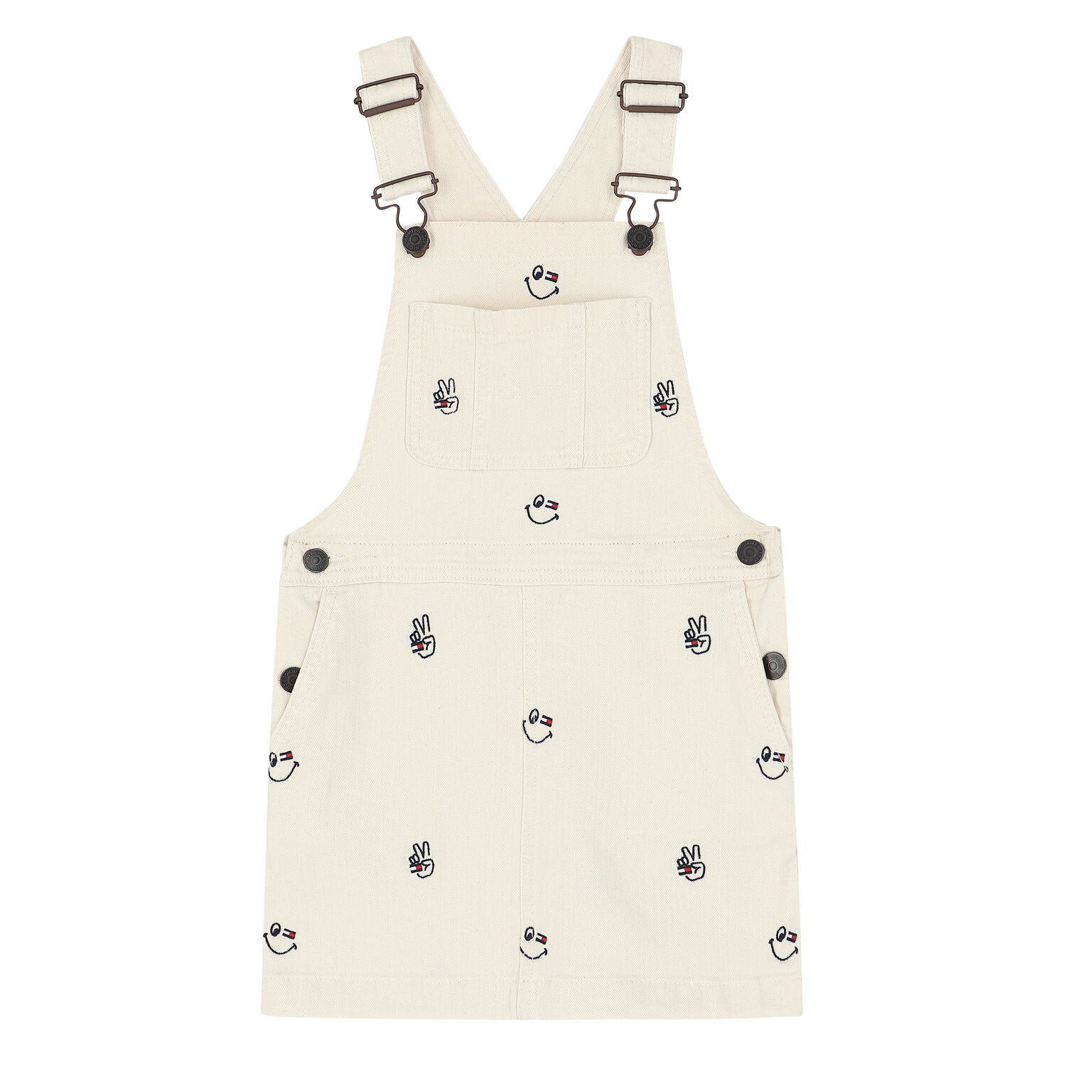 Girls Ivory Logo Dungaree, 1, hi-res