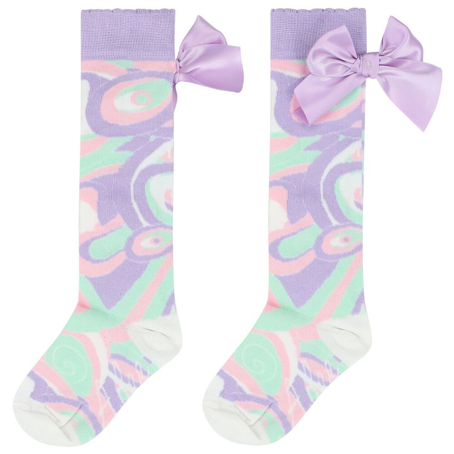 Girls Aqua & Purple Abstract Socks, 1, hi-res