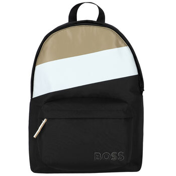 Boys Black Logo Backpack