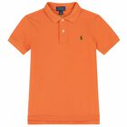 Boys Orange Logo Polo Shirt, 1, hi-res