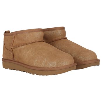 Girls Beige Classic Ultra Mini Suede Boots 