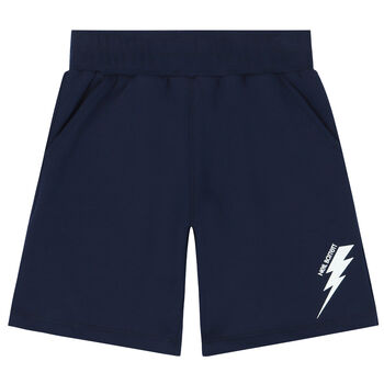 Boys Navy Thunderbolt Logo Shorts