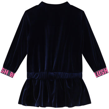 Girls Navy Blue Sequin Velour Dress