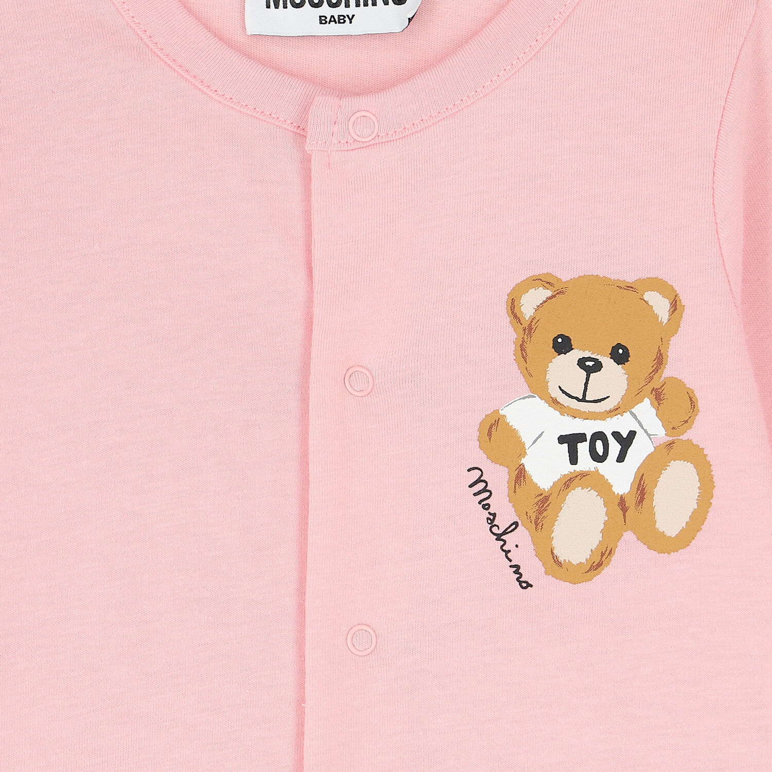 Pink Teddy Logo Babygrow, 3, hi-res