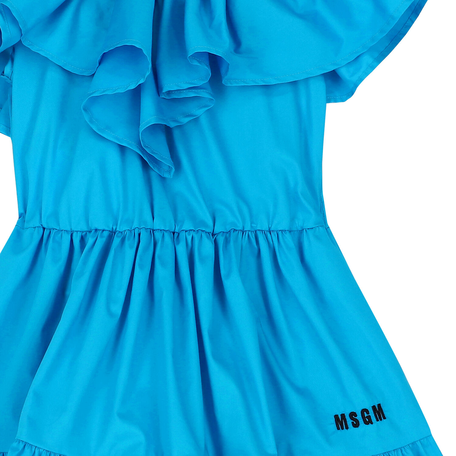 Girls Blue Ruffle Logo Dress, 1, hi-res image number null