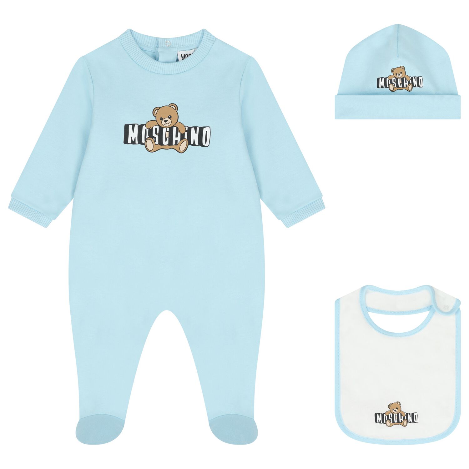 Blue Teddy Bear Logo Babygrow Gift Set, 4, hi-res