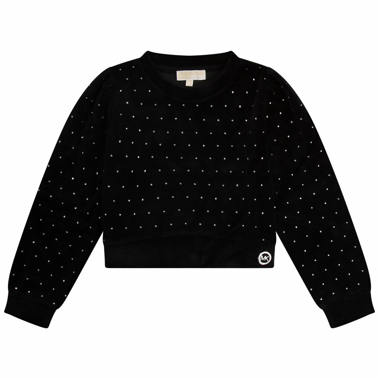 Girls Black Logo Embellished Sweatshirt, 1, hi-res