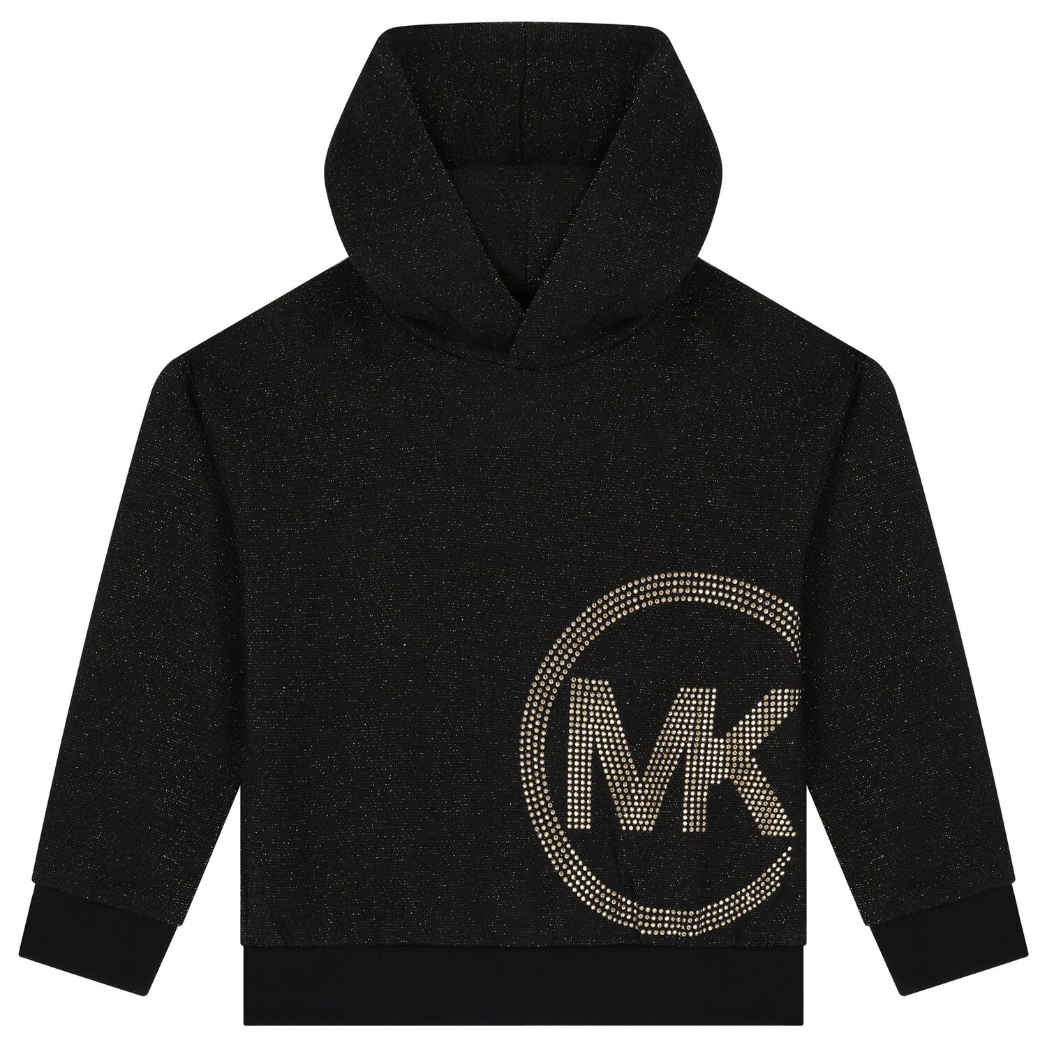 توب هودى بالشعار باللون الاسود والذهبى, 1, hi-res