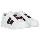 Boys White Logo Leather Trainers, 1, hi-res