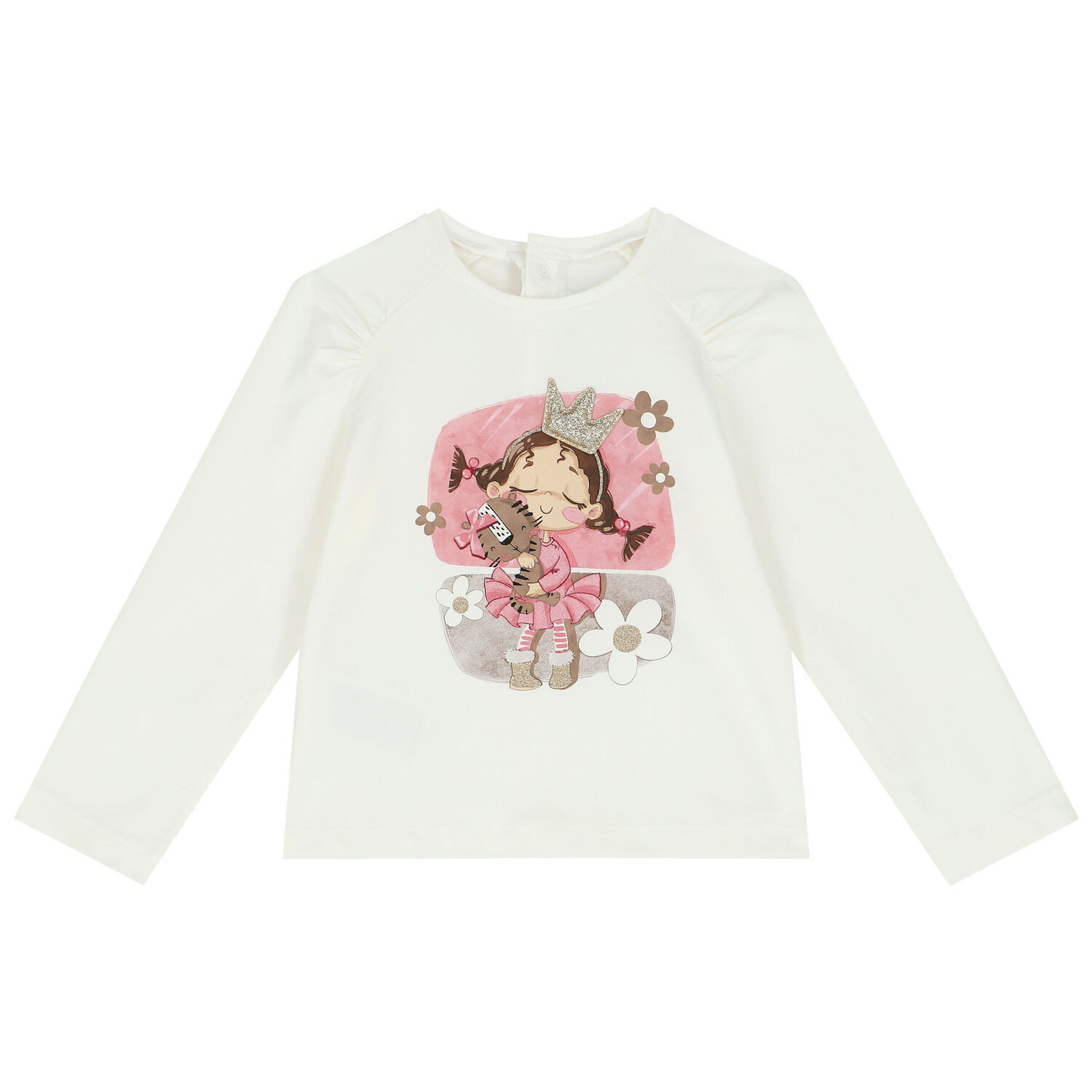 Younger Girls Ivory Long Sleeve Top, 2, hi-res image number null